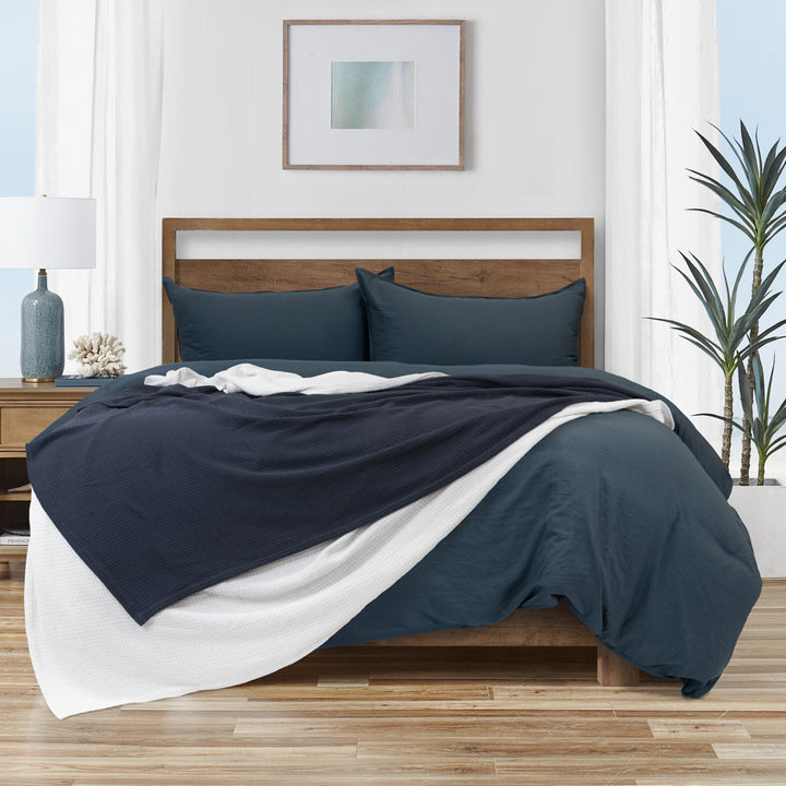 Algodon Sophie Cotton Waffle Charcoal Blanket Lifestyle | My Linen