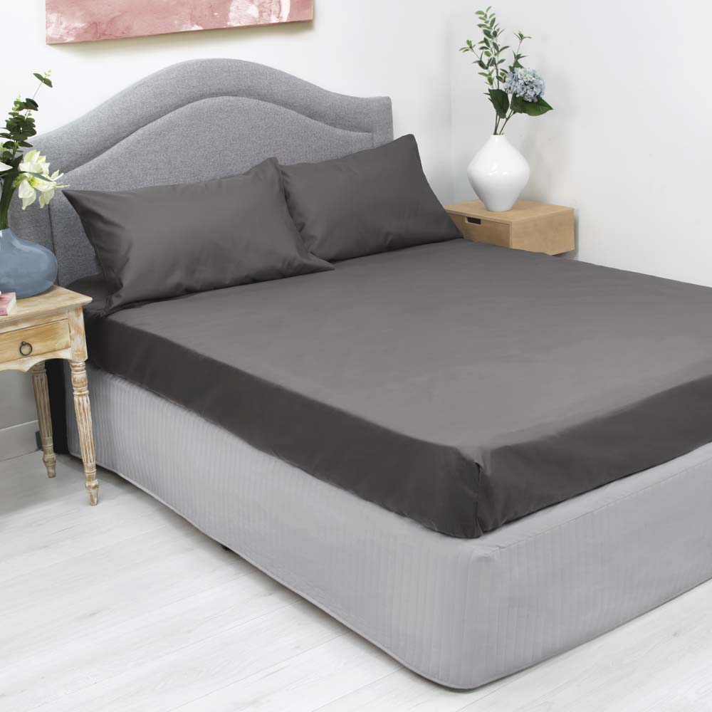 Cotton Rich Fitted Sheet & Pillowcase Combo 1000TC Charcoal | Single Bed