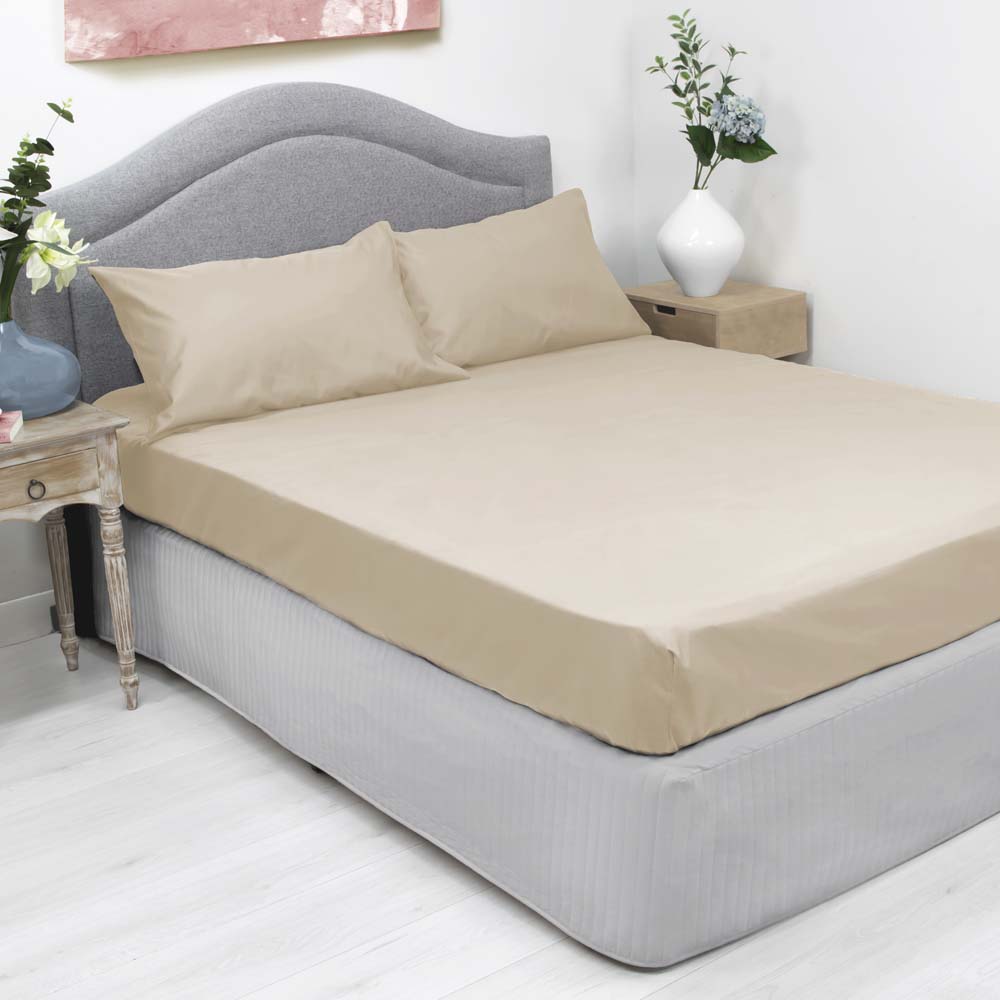 Cotton Rich Fitted Sheet & Pillowcase Combo 1000TC Stone | Single Bed