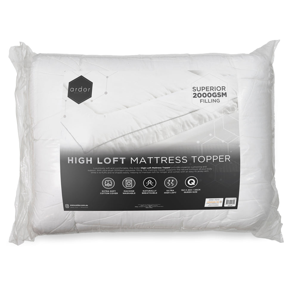 Ardor High Loft Microfibre 2000GSM Mattress Topper Packaged | My Linen