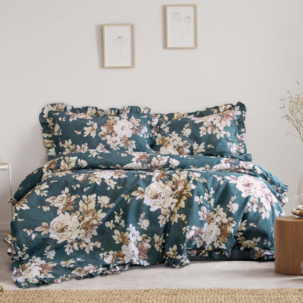 Ayla Teal Quilt Cover Set | Queen Bed