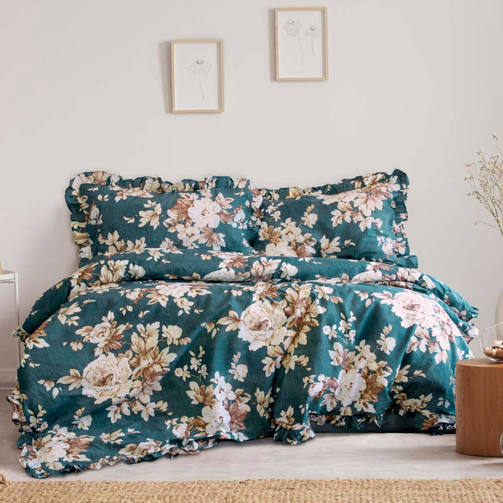 Ayla Teal Quilt Cover Set | Queen Bed