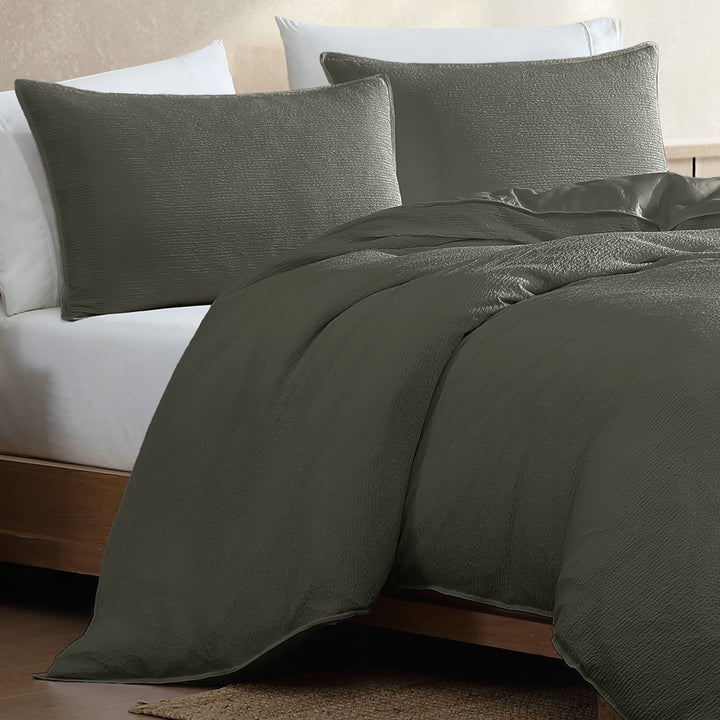 Ardor Boardwalk Green Quilt Cover Set Closeup | My Linen