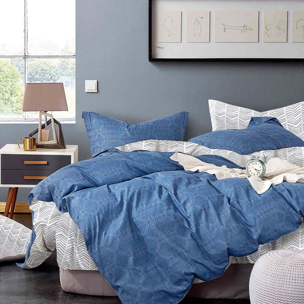 McCallum Blue Quilt Cover Set | King Bed