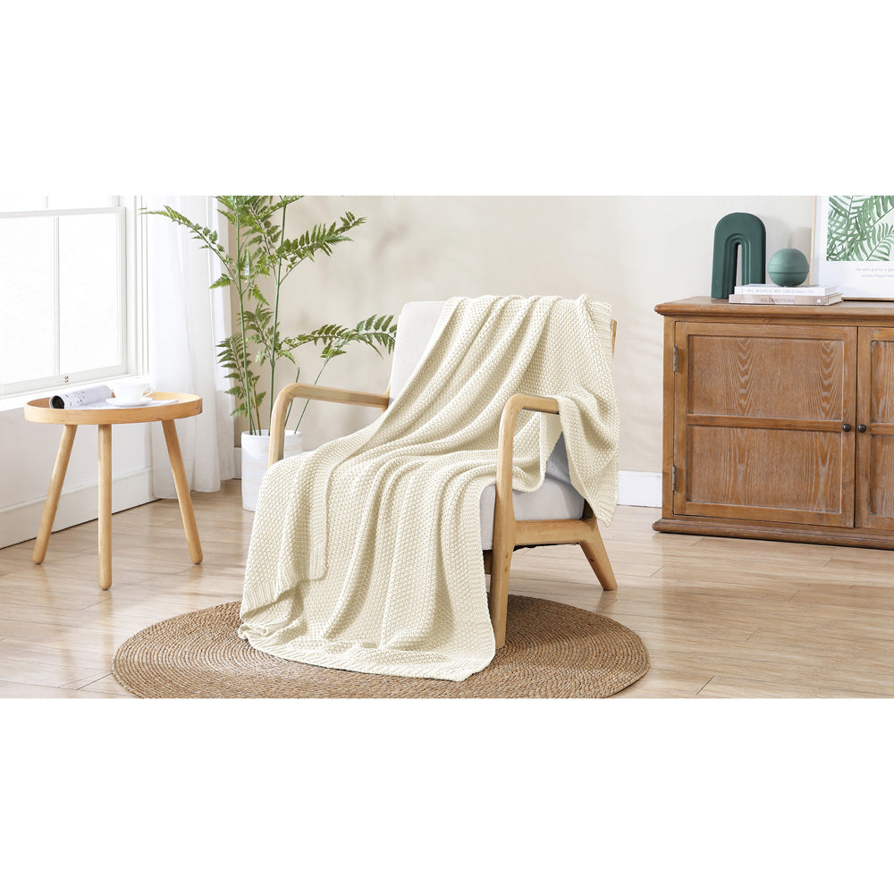Ardor Quinn Coconut Milk Knitted Throw Lifestyle | My Linen