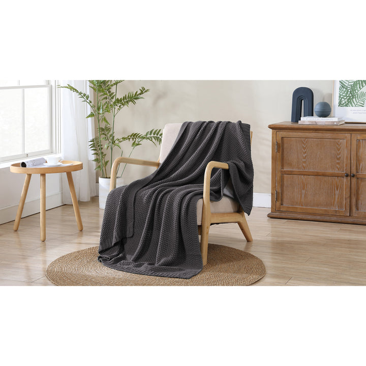 Ardor Quinn Grey Pinstripe Knitted Throw Lifestyle | My Linen