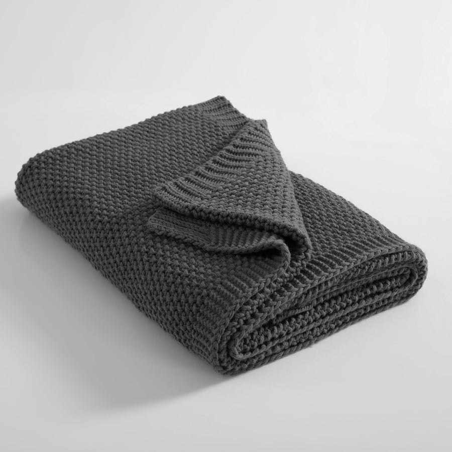 Ardor Quinn Grey Pinstripe Knitted Throw | My Linen