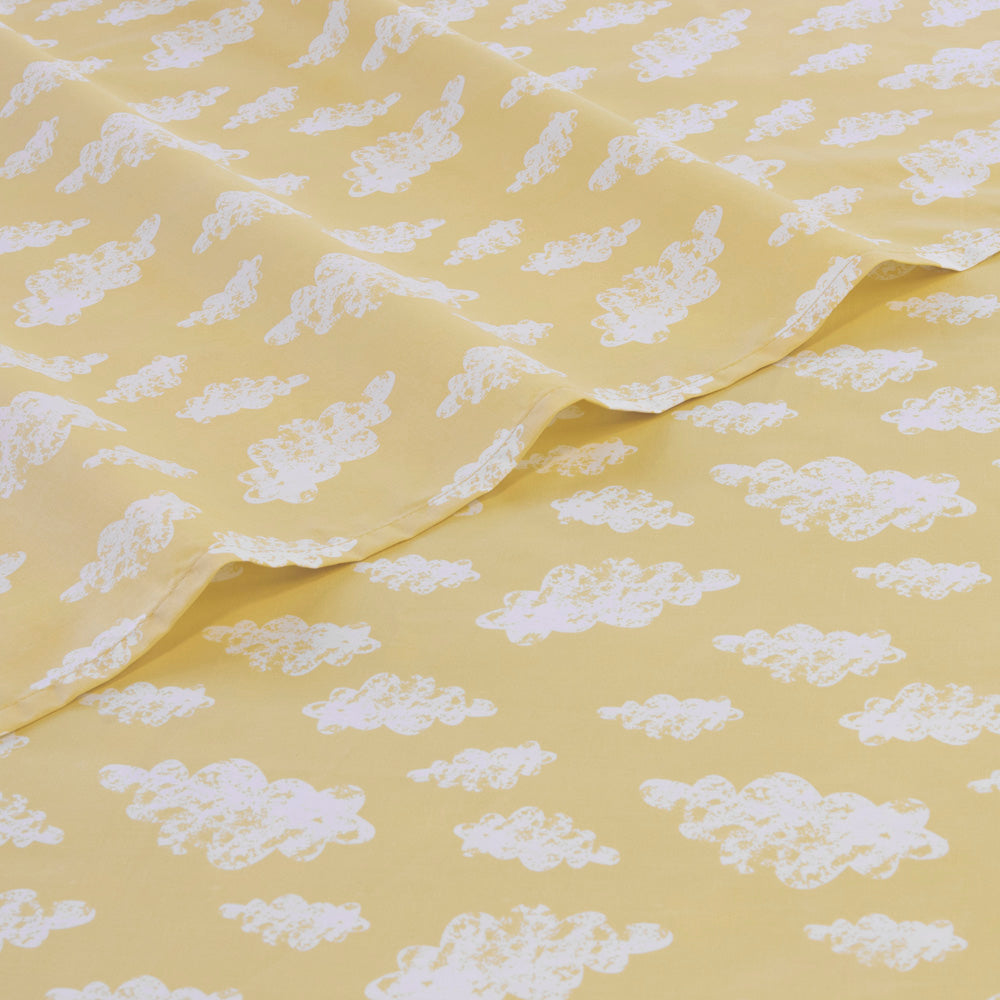 Clouds Yellow Sheet Set | Single Bed