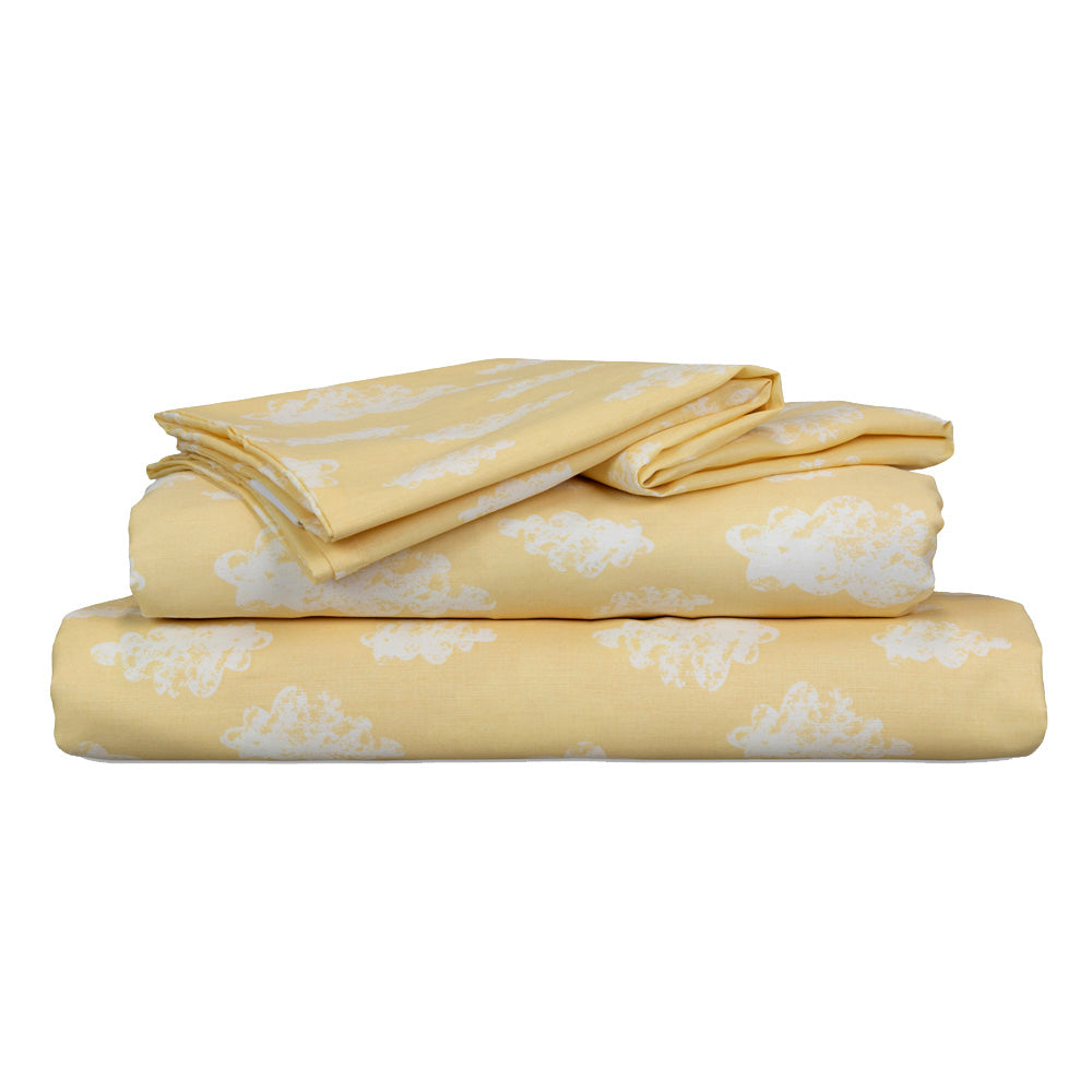 Clouds Yellow Sheet Set | Single Bed