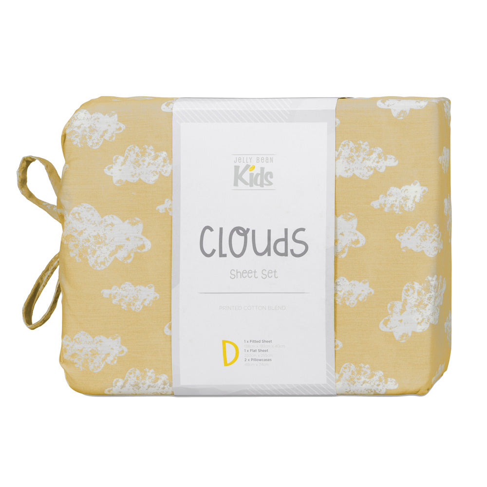 Clouds Yellow Sheet Set | Single Bed