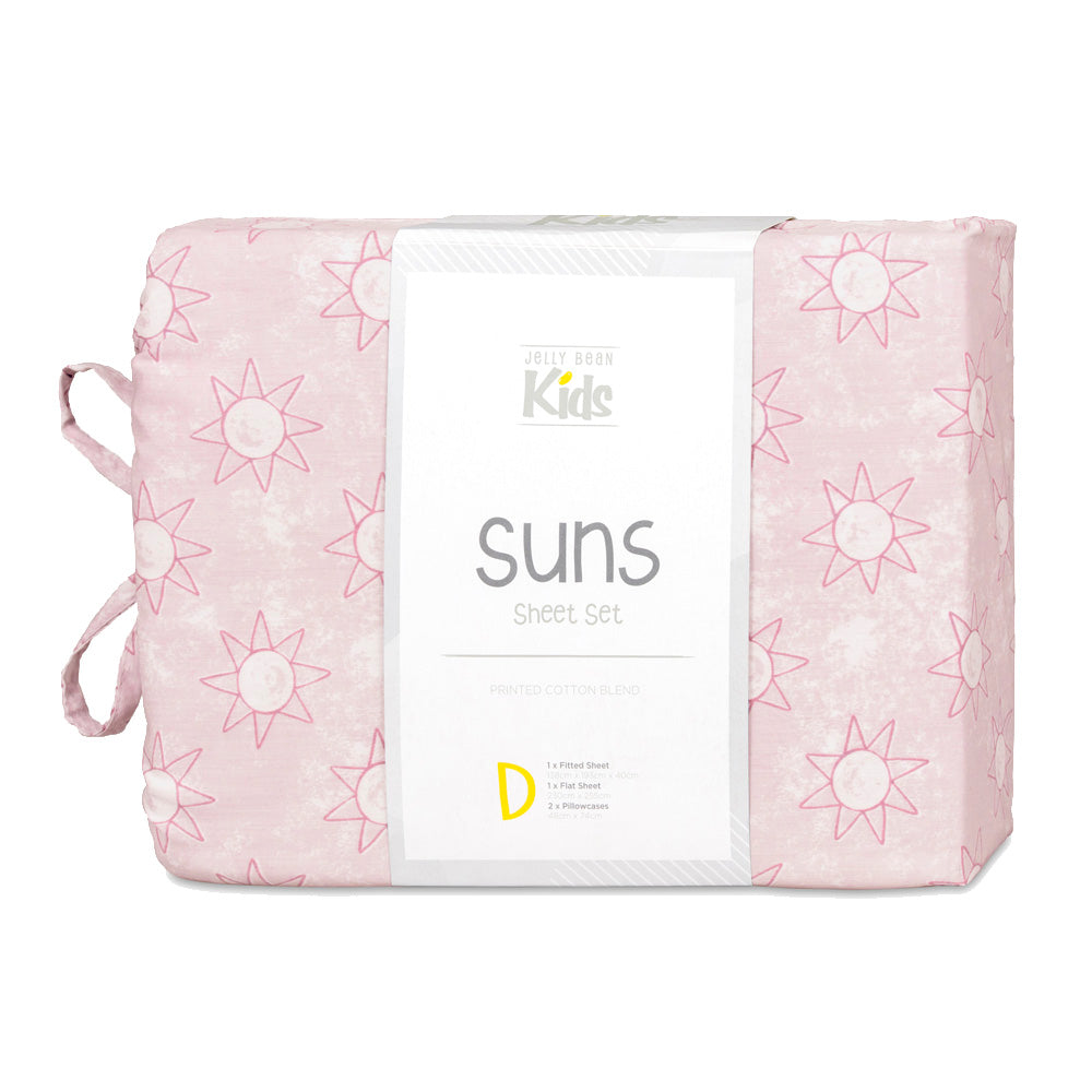 Suns Pink Sheet Set Jelly Bean Kids Double Bed My Linen