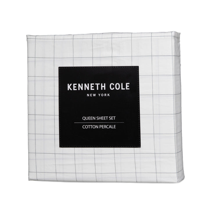 Kenneth Cole Classic Grid Grey Sheet Set Packaged | My Linen