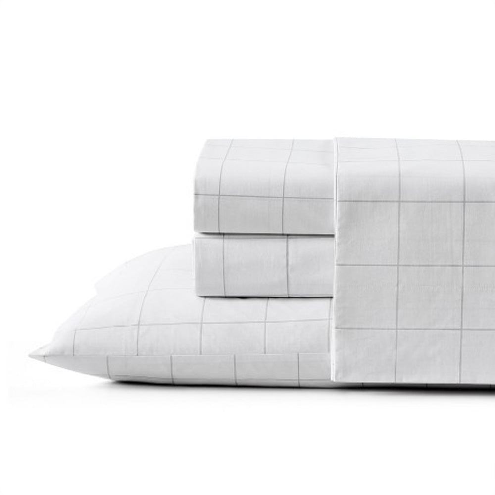 Kenneth Cole Classic Grid Grey Sheet Set | My Linen