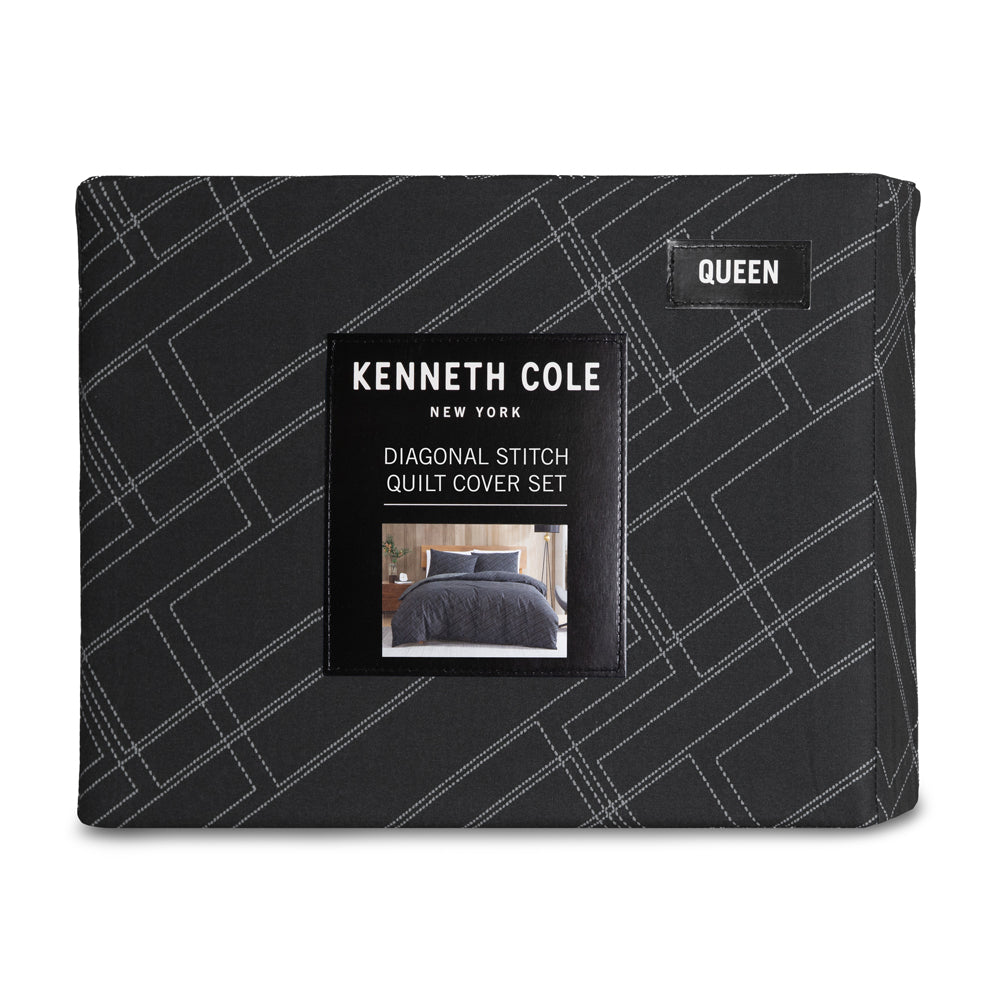 Kenneth Cole Diagonal Stitch Quilt Cover Set Packaged | My Linen