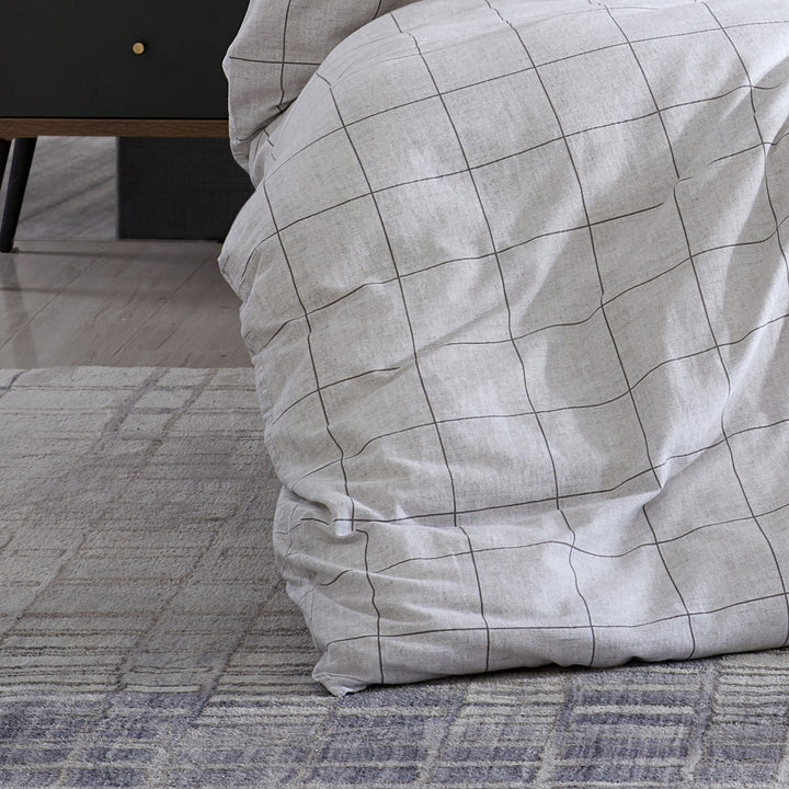 Kenneth Cole Holden Grid Grey Quilt Cover Set Closeup | My Linen