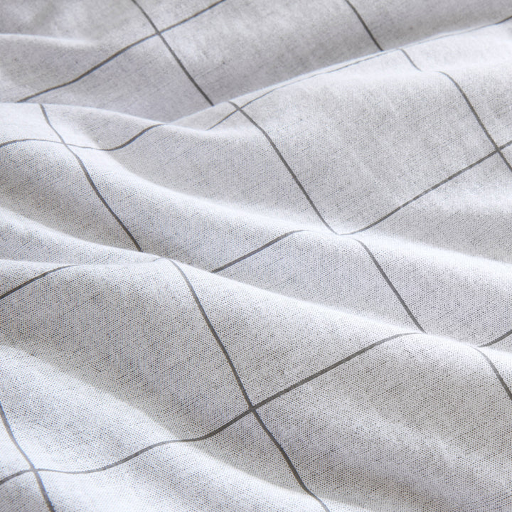 Kenneth Cole Holden Grid Grey Quilt Cover Set Detail | My Linen