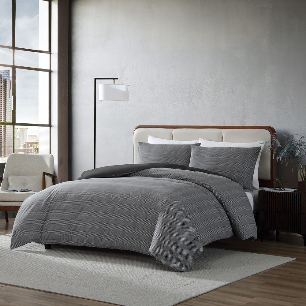 Kenneth Cole Houndstooth Plaid Quilt Cover Set Lifestyle | My Linen