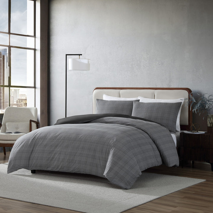 Kenneth Cole Houndstooth Plaid Quilt Cover Set Lifestyle | My Linen