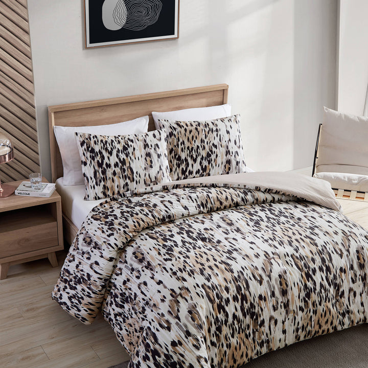 Kenneth Cole Leopard Quilt Cover Set Side | My Linen