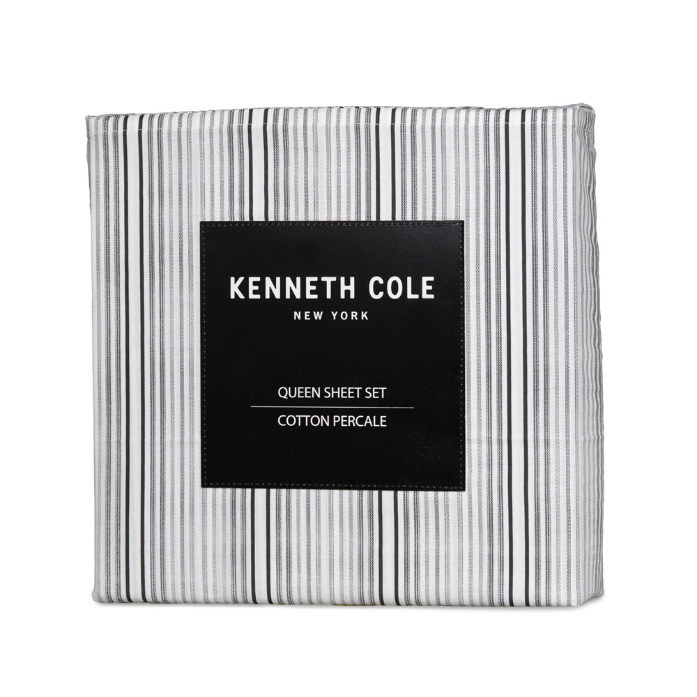 Kenneth Cole Lexington Stripe Black Sheet Set Packaged | My Linen