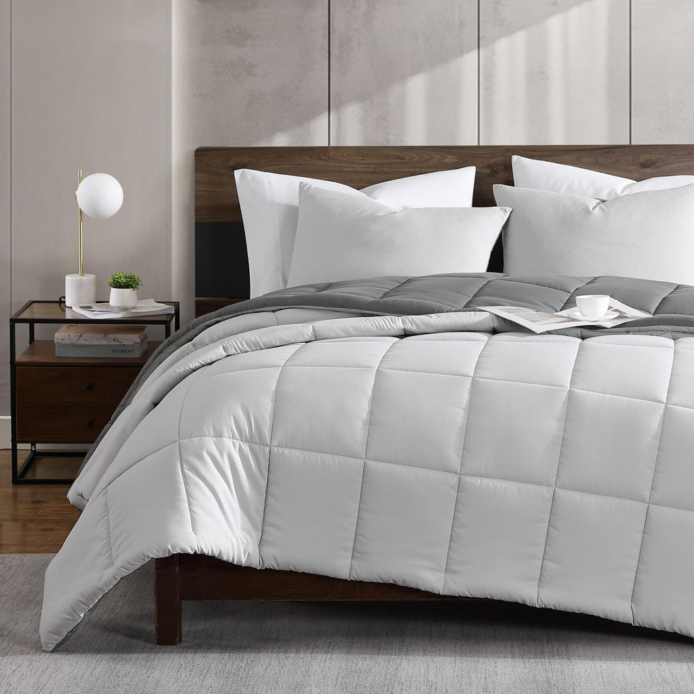 Kenneth Cole Solutions Grey 3pc Comforter Set Closeup | My Linen