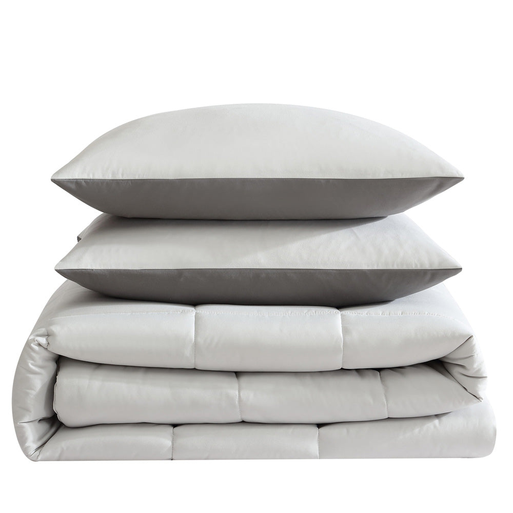 Kenneth Cole Solutions Grey 3pc Comforter Set Stack | My Linen