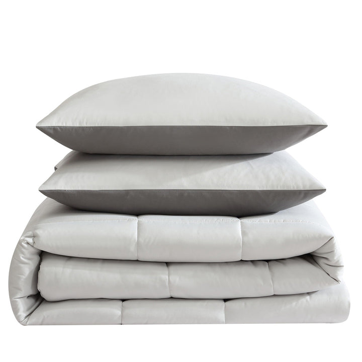 Kenneth Cole Solutions Grey 3pc Comforter Set Stack | My Linen