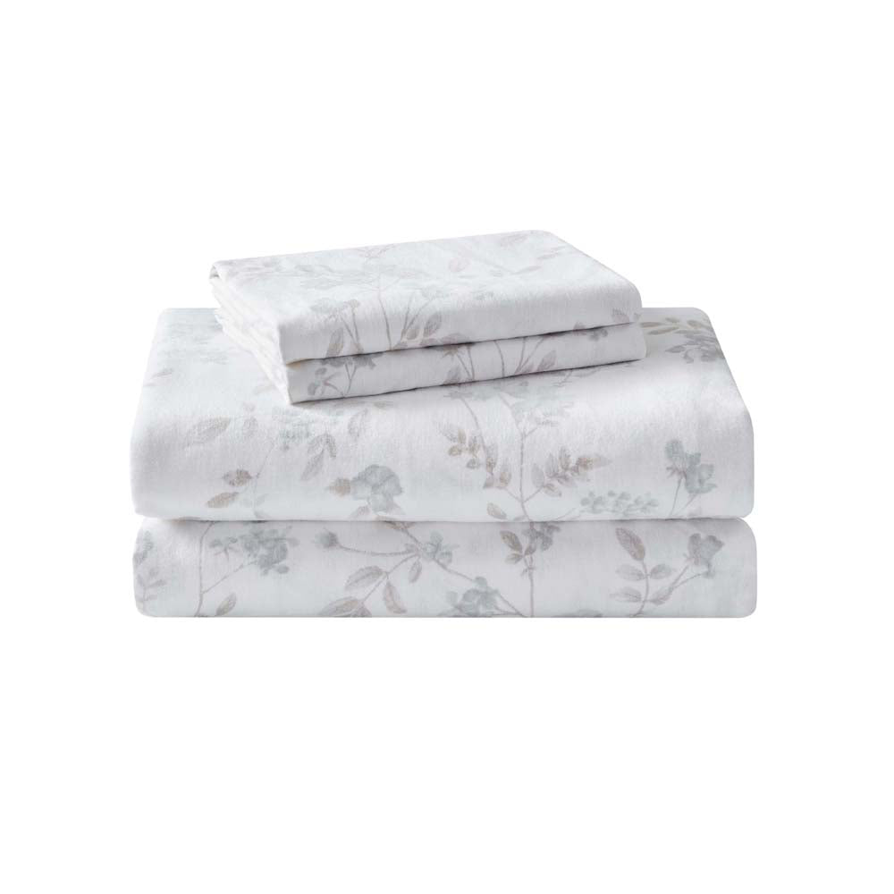 Fawna Soft Grey Flannelette Sheet Set | Single Bed