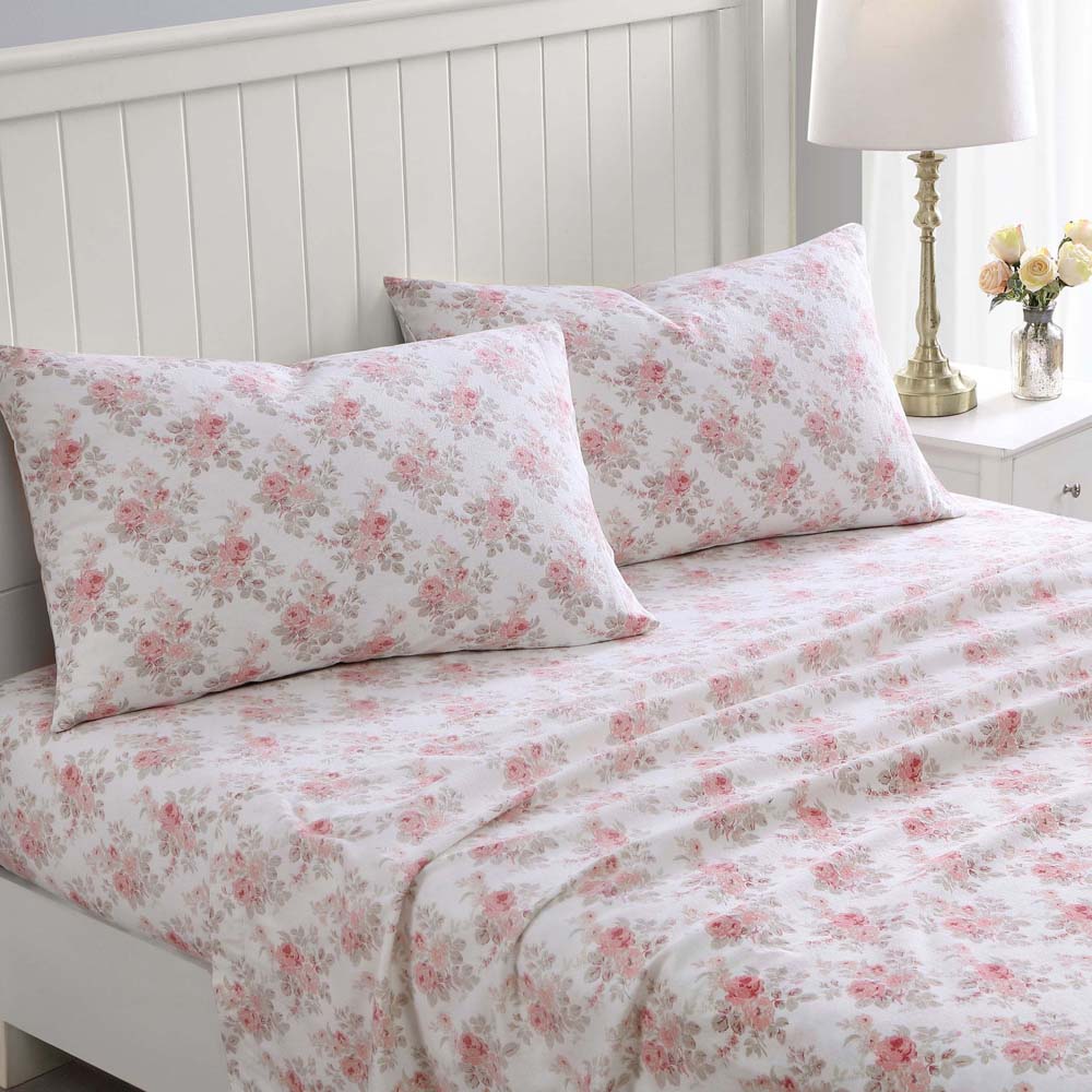 Lisalee Soft Pink Flannelette Sheet Set | Single Bed