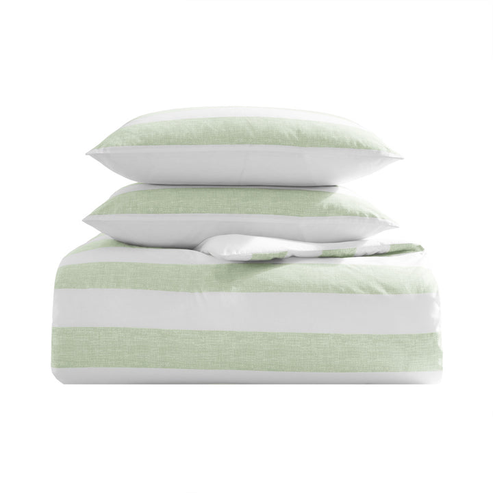 Tommy Bahama Awning Stripe Sage Quilt Cover Set Stack | My Linen