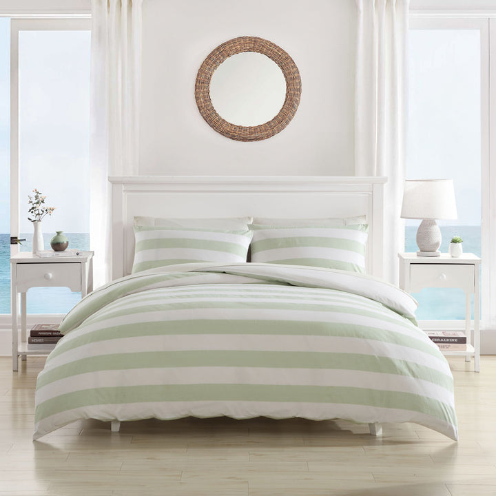 Tommy Bahama Awning Stripe Sage Quilt Cover Set | My Linen
