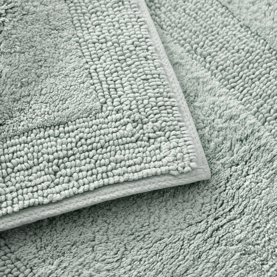 Tommy Bahama Longbranch Pale Jade Reversible Bath Mat Closeup | My Linen