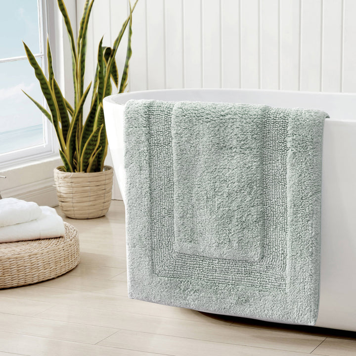 Tommy Bahama Longbranch Pale Jade Reversible Bath Mat Lifestyle | My Linen