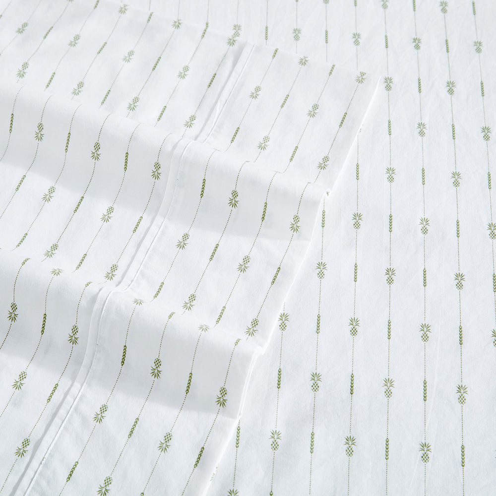 Pineapple Stripe Green Sheet Set | King Bed