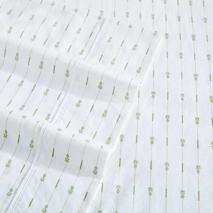 Pineapple Stripe Green Sheet Set | King Bed