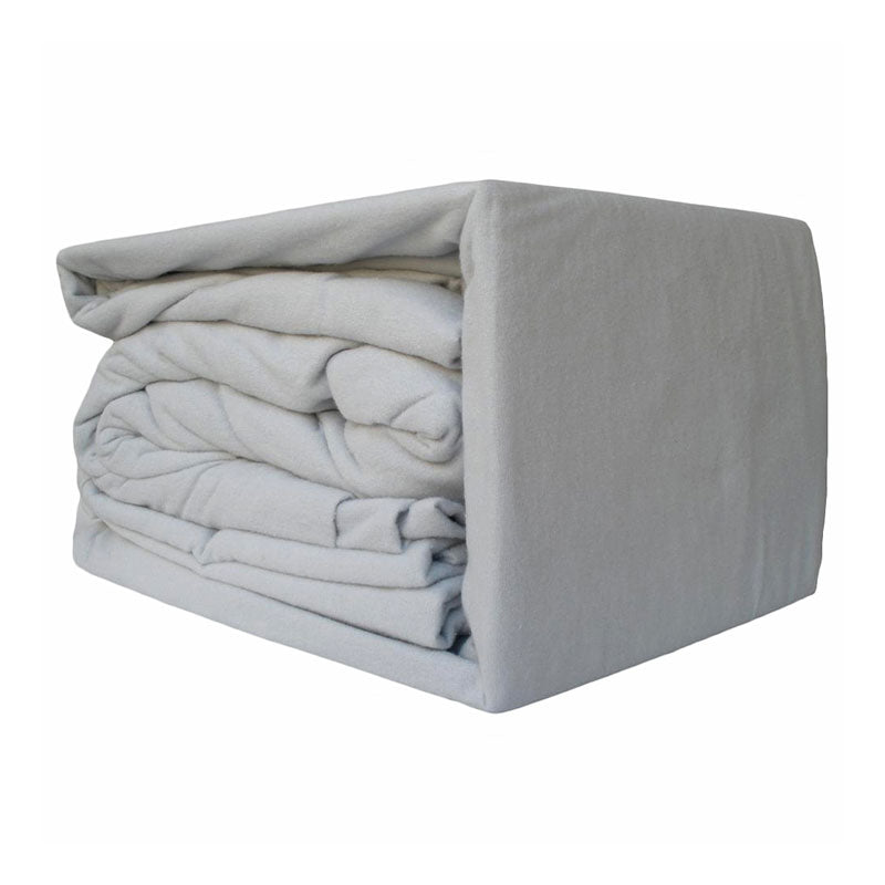 100% Egyptian Cotton Flannelette Sheet Set Silver | Queen Bed