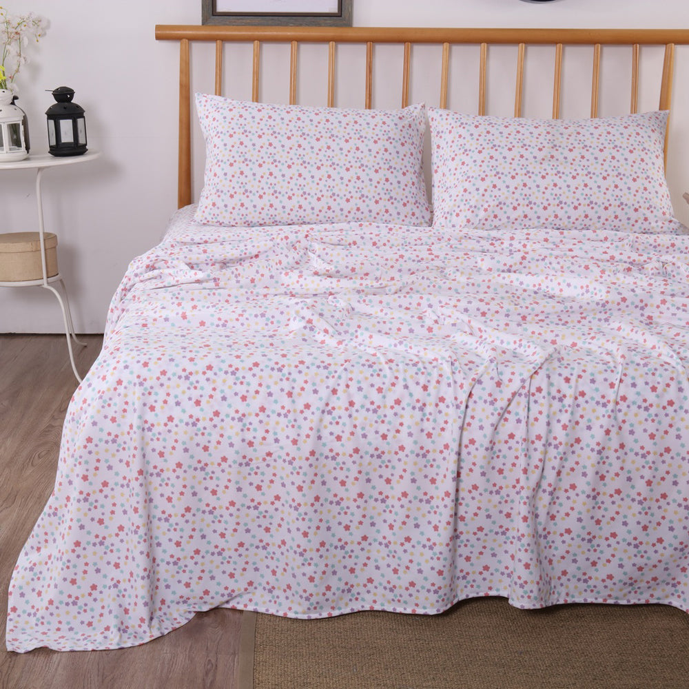 Micro Flannel Star Track Sheet Set | Double Bed