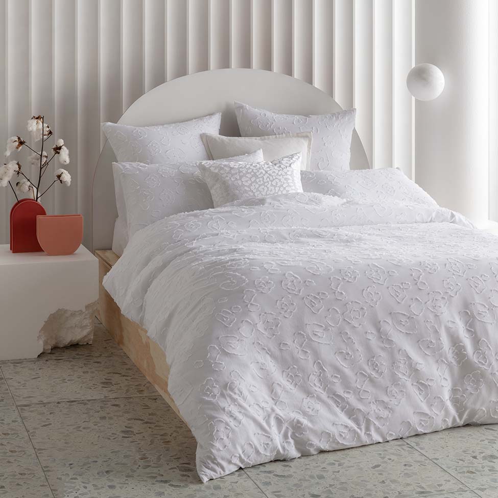 Perry White Quilt Cover Set | King Bed