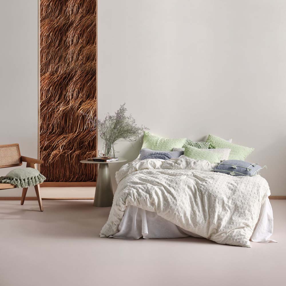 Benedita Mint Quilt Cover Set | Queen Bed