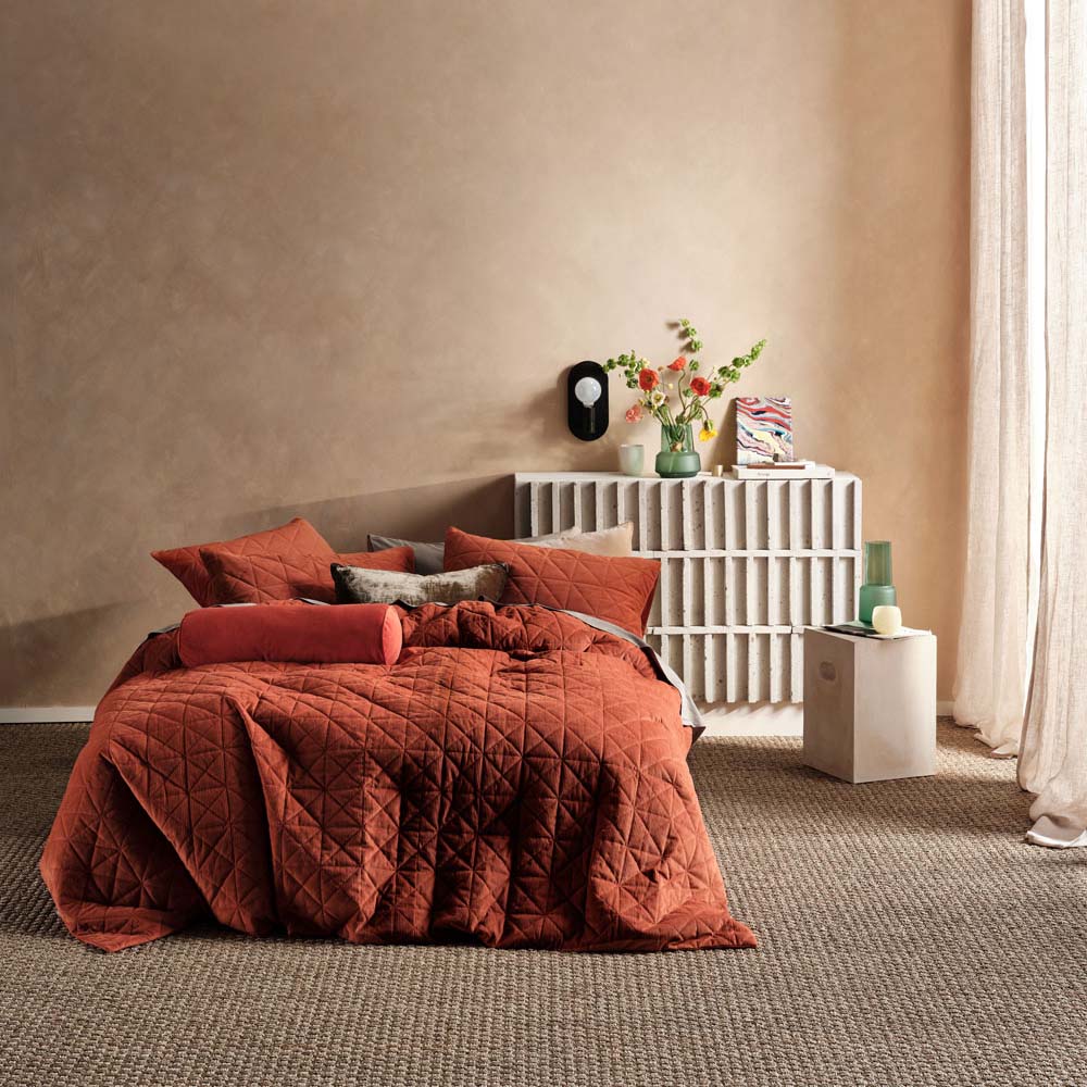 Heath Rust Quilt Cover Set Linen House | Single Bed | My Linen