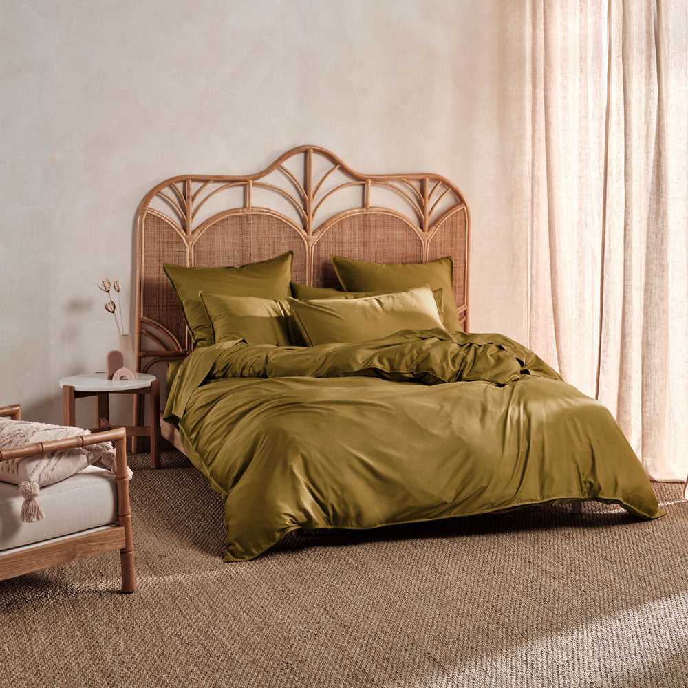 Nara Bronze Bamboo Cotton Quilt Cover Set | Queen Bed