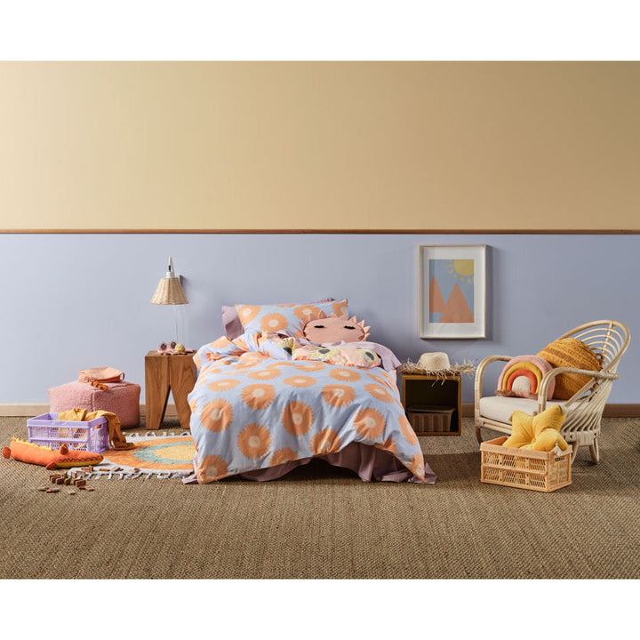 Hello Sunshine Peach Quilt Cover Set | Queen Bed