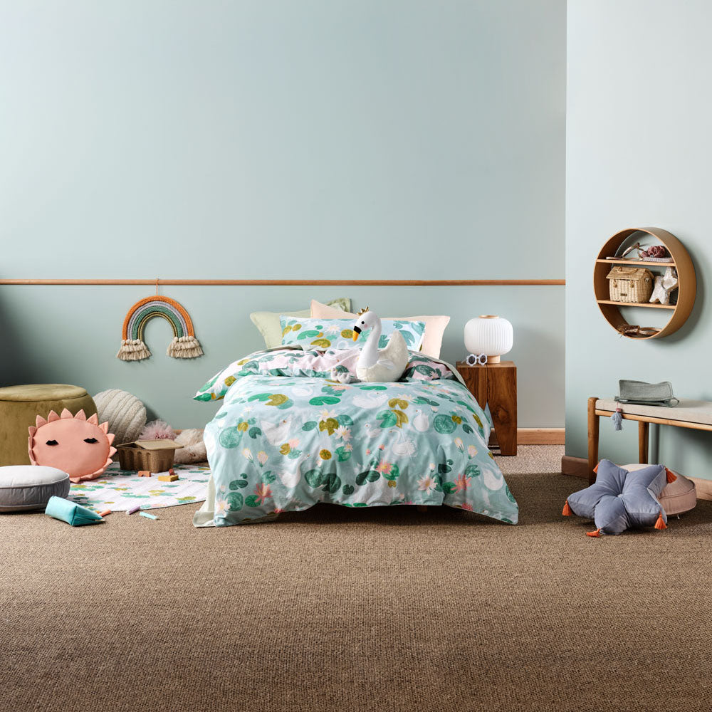 Swanning Around Teal Quilt Cover Set | Queen Bed