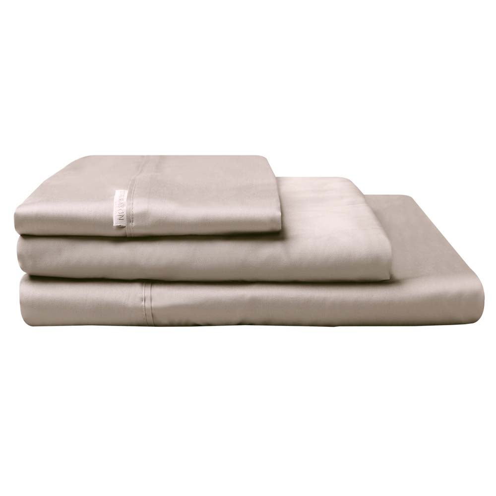 300TC Cotton Percale Sheet Set Stone | Single Bed