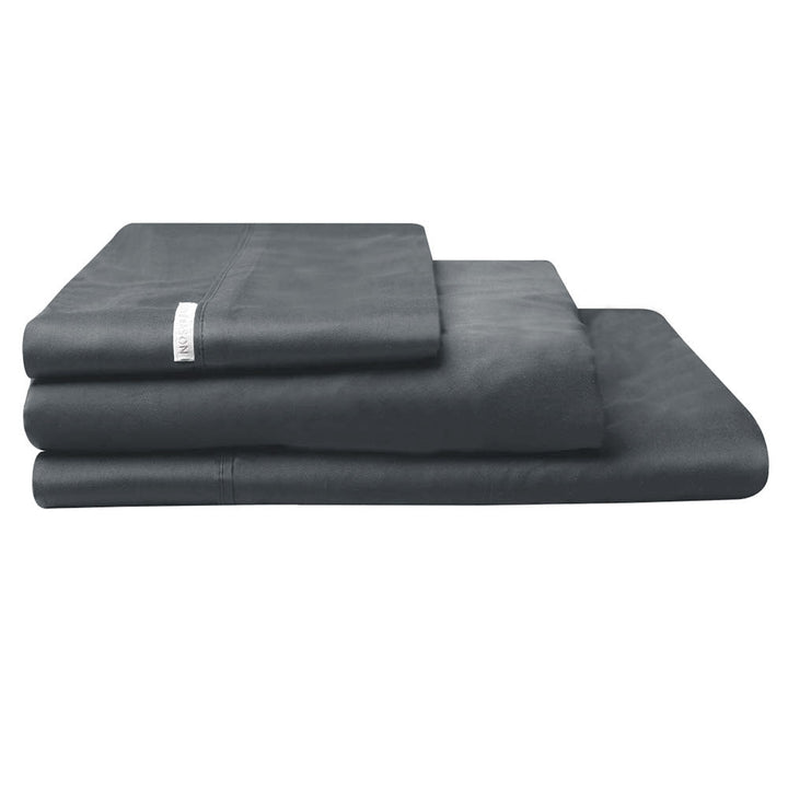 300TC Cotton Percale Sheet Set Charcoal | Single Bed