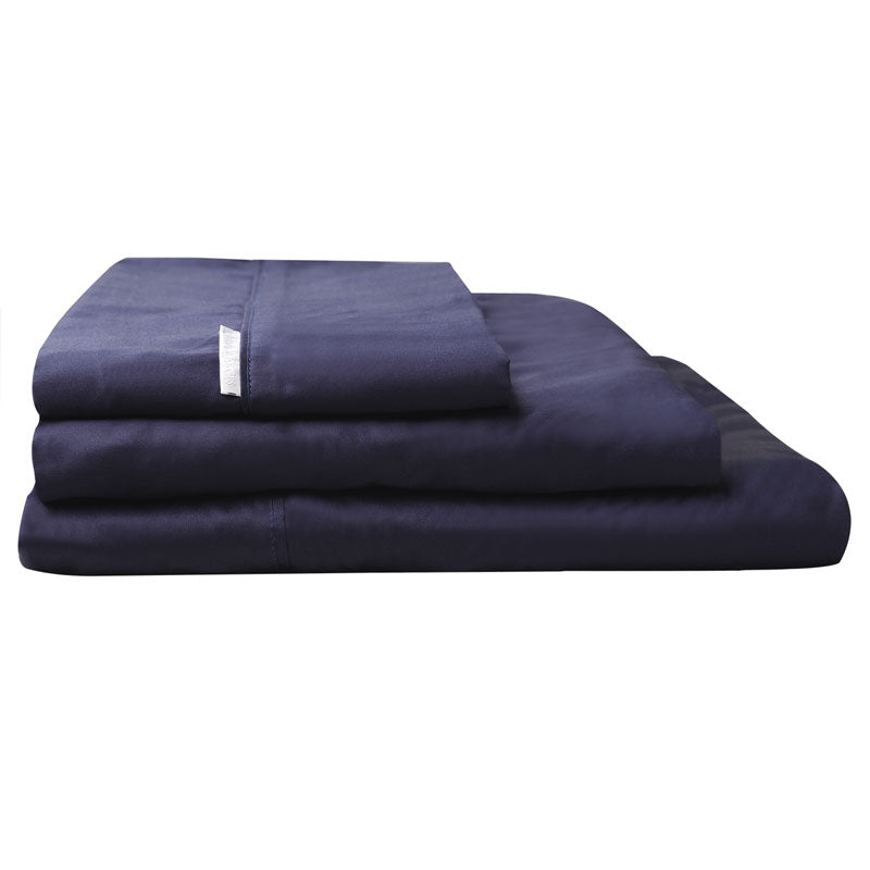 100% Egyptian Cotton Sateen Sheet Set 400TC Navy | King Single Bed