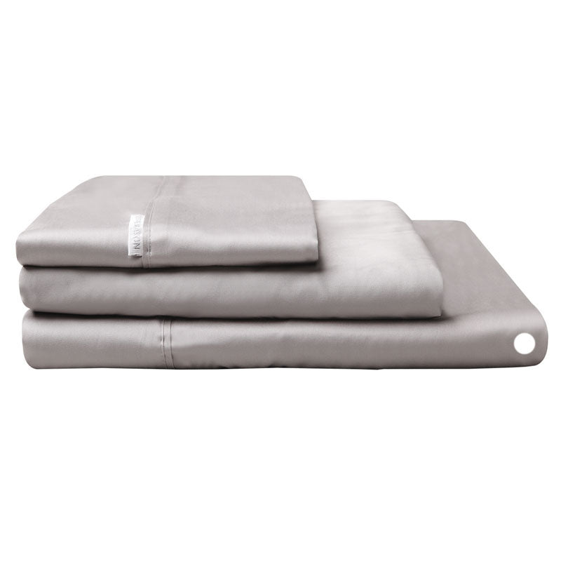 100% Egyptian Cotton Sateen Flat Sheet 400TC Pewter | King Single Bed