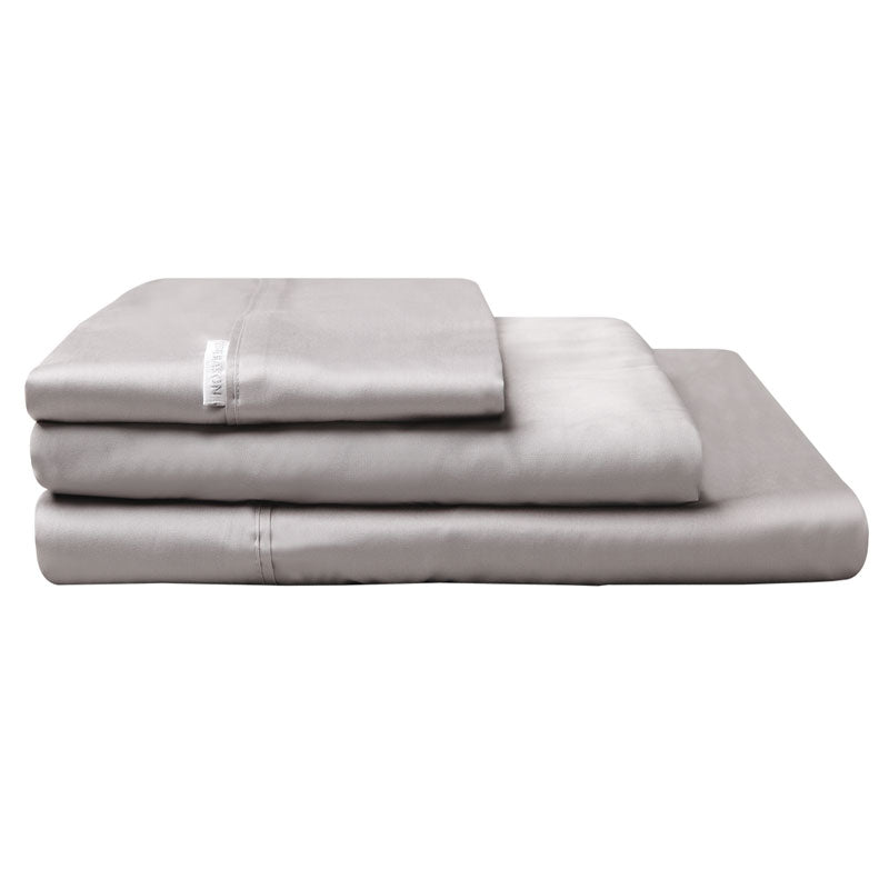 100% Egyptian Cotton Sateen Sheet Set 400TC Pewter | Single Bed