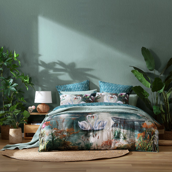 Logan and Mason Akari Teal Quilt Cover Set | My Linen