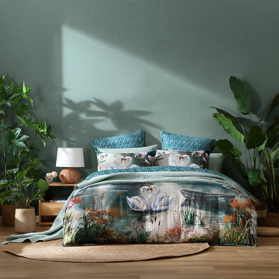 Logan and Mason Akari Teal Quilt Cover Set | My Linen